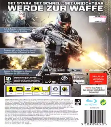 Crysis 2 (USA) (v1.04) (Disc) (Update) box cover back